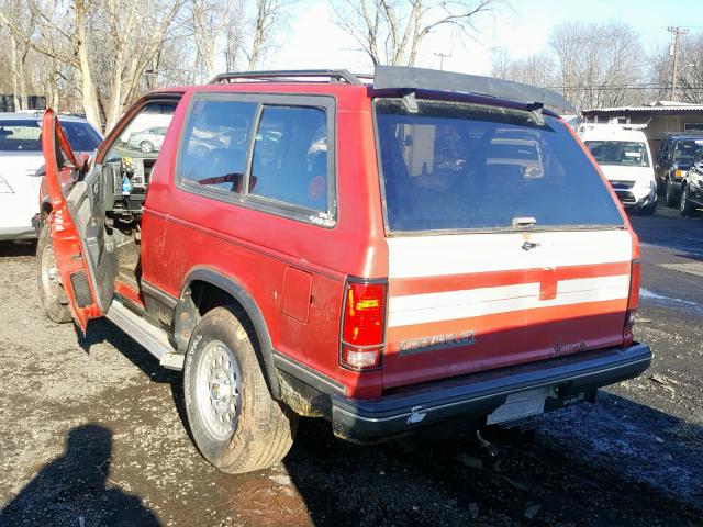 1GNCT18Z8K0165821 - 1989 CHEVROLET BLAZER S10 RED photo 3