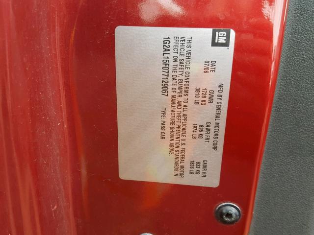 1G2AL15F077129067 - 2007 PONTIAC G5 MAROON photo 10
