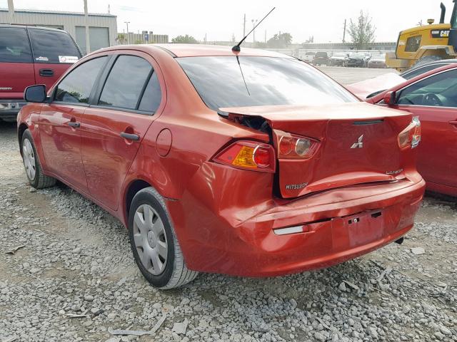 JA3AU16U09U023355 - 2009 MITSUBISHI LANCER DE RED photo 3