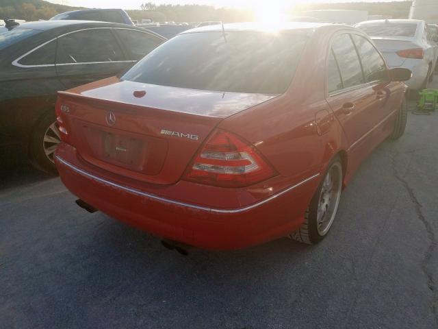 WDBRF76J35F664147 - 2005 MERCEDES-BENZ C 55 AMG RED photo 4