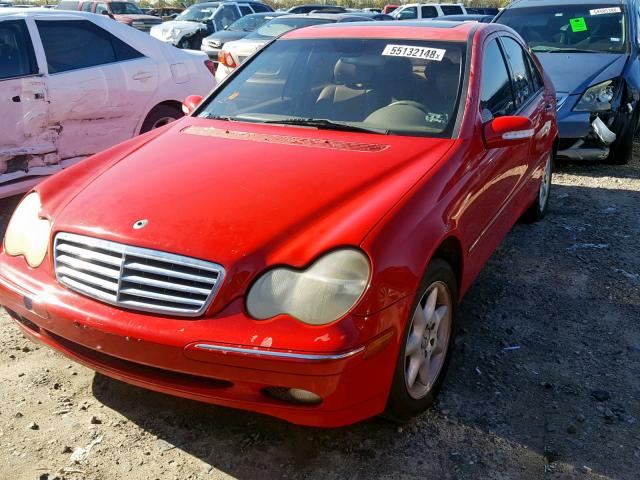 WDBRF61J62F274995 - 2002 MERCEDES-BENZ C 240 RED photo 2