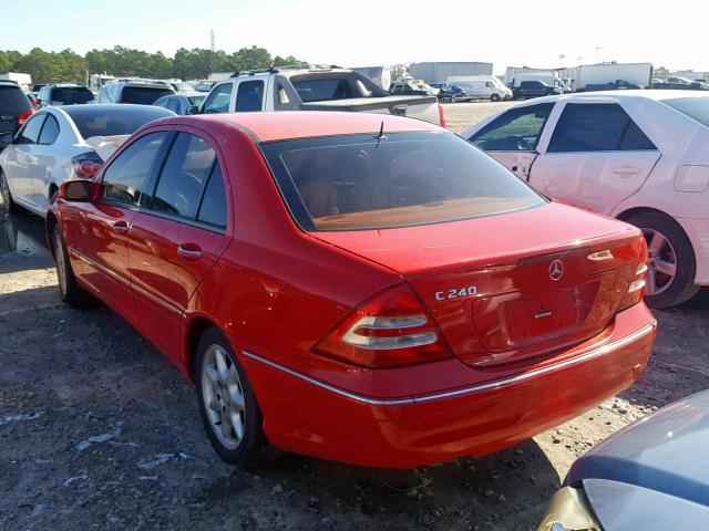 WDBRF61J62F274995 - 2002 MERCEDES-BENZ C 240 RED photo 3