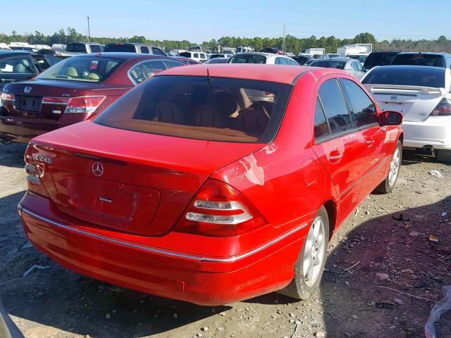 WDBRF61J62F274995 - 2002 MERCEDES-BENZ C 240 RED photo 4