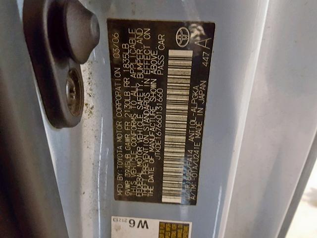 JTKDE167660131660 - 2006 TOYOTA SCION TC 蓝色 照片 10