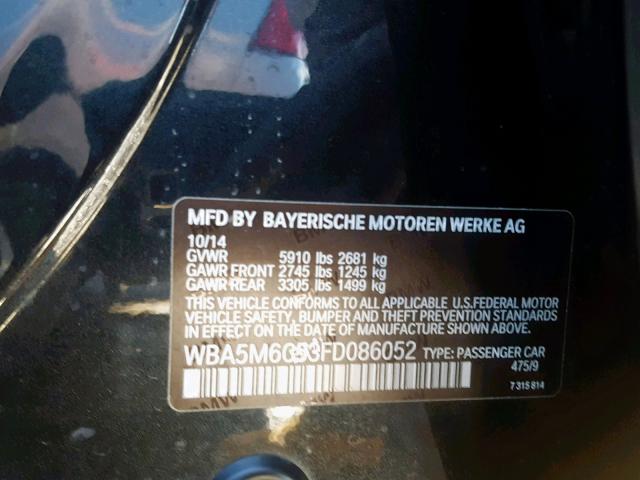 WBA5M6C53FD086052 - 2015 BMW 550 IGT BLACK photo 10
