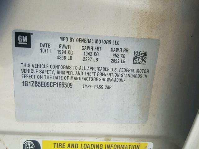 1G1ZB5E09CF186509 - 2012 CHEVROLET MALIBU LS BROWN photo 10