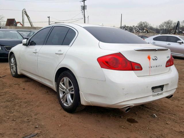 JN1CV6ARXDM768830 - 2013 INFINITI G37 WHITE photo 3