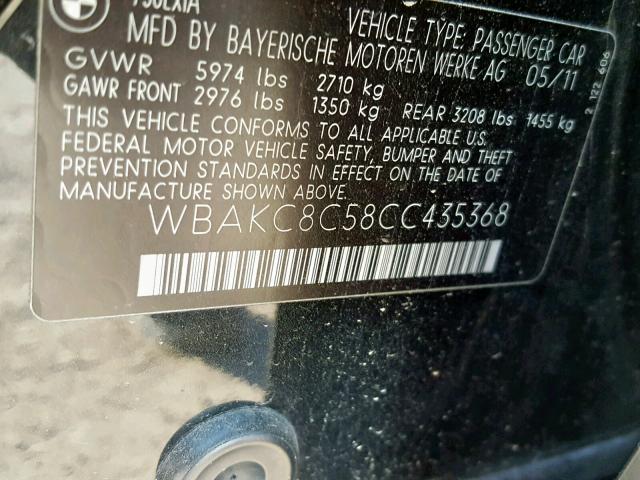 WBAKC8C58CC435368 - 2012 BMW ALPINA B7 BLACK photo 10