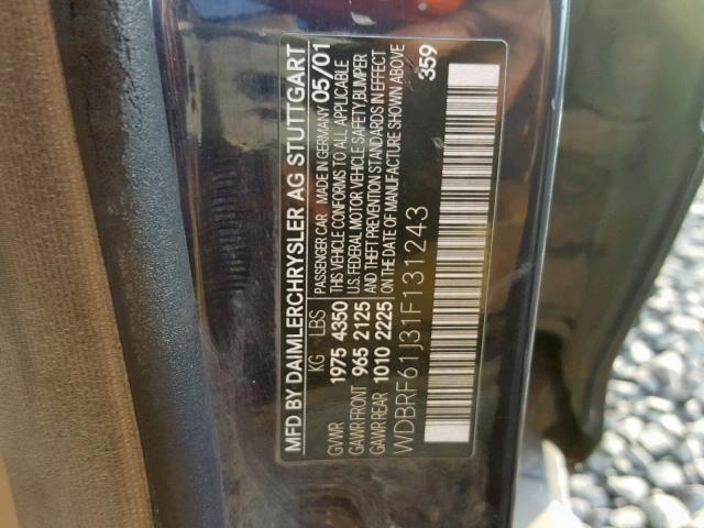 WDBRF61J31F131243 - 2001 MERCEDES-BENZ C 240 BLUE photo 10