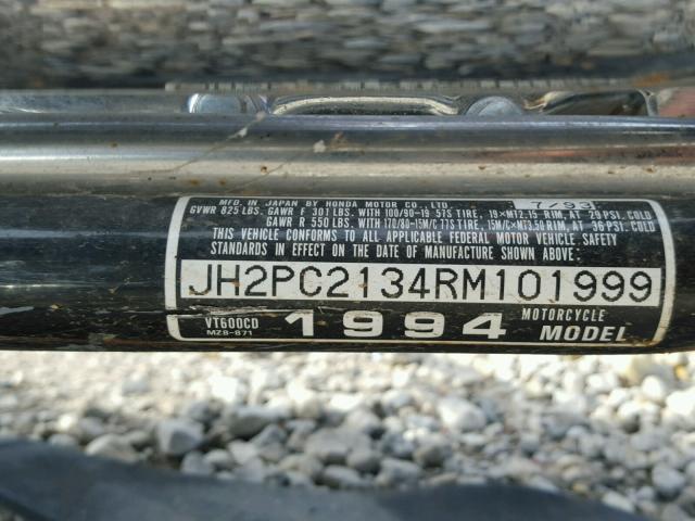 JH2PC2134RM101999 - 1994 HONDA VT600 CD SILVER photo 10