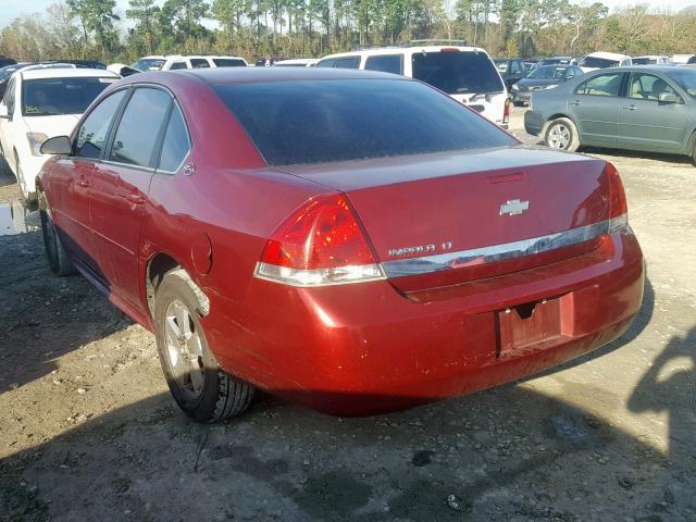 2G1WT57N391297615 - 2009 CHEVROLET IMPALA 1LT RED photo 3