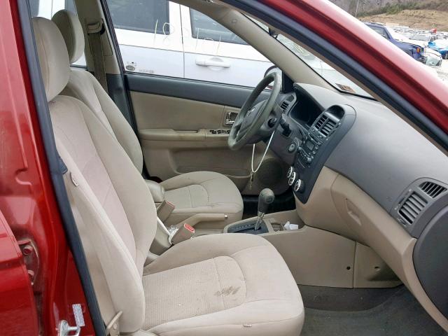 KNAFE221195660705 - 2009 KIA SPECTRA EX RED photo 5