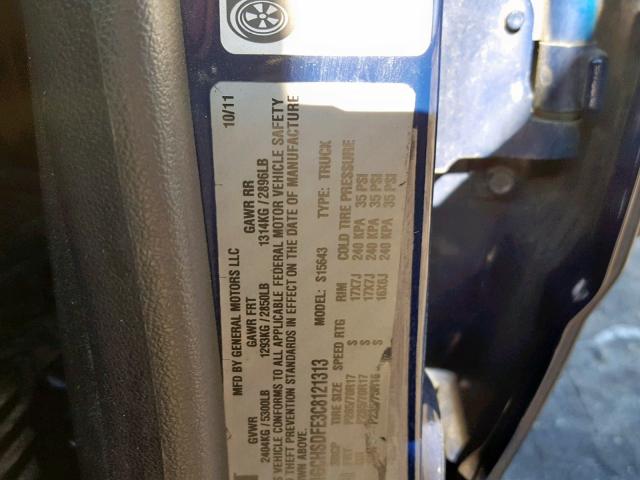 1GCHSDFE3C8121313 - 2012 CHEVROLET COLORADO L BLUE photo 10