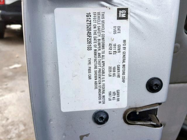 1G1ZT52845F226103 - 2005 CHEVROLET MALIBU LS Արծաթագույն լուսանկար 10