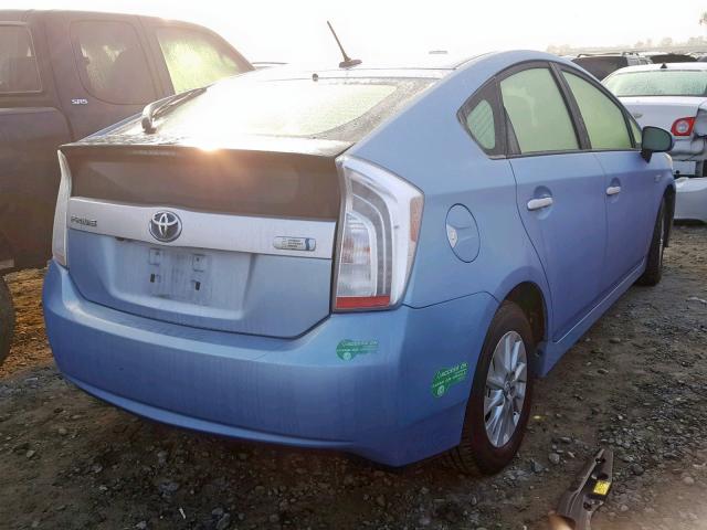 JTDKN3DP0D3039064 - 2013 TOYOTA PRIUS PLUG BLUE photo 4