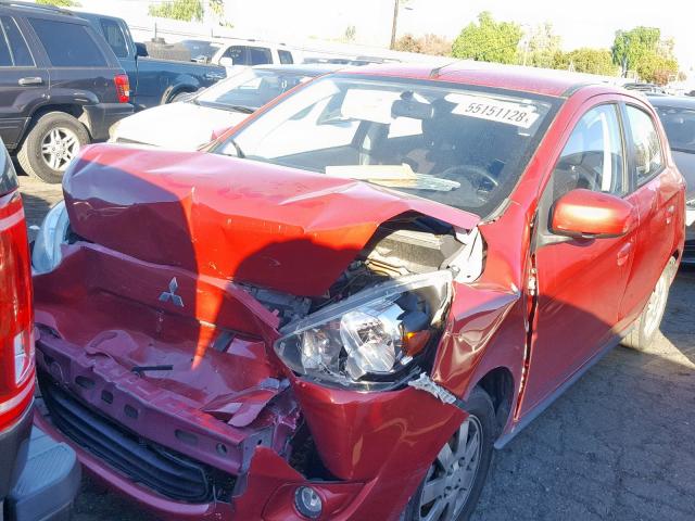 ML32A4HJ4EH018507 - 2014 MITSUBISHI MIRAGE ES RED photo 2