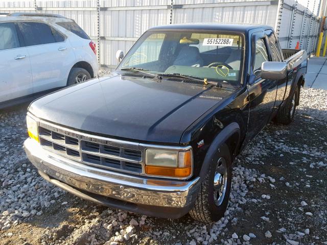 1B7GL23X8TS527853 - 1996 DODGE DAKOTA BLACK photo 2