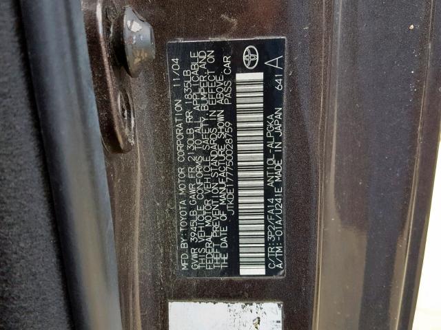 JTKDE177750028759 - 2005 TOYOTA SCION TC ყავისფერი ფოტო 10