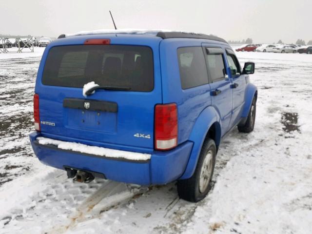 1D8GU28K27W664927 - 2007 DODGE NITRO SXT BLUE photo 4