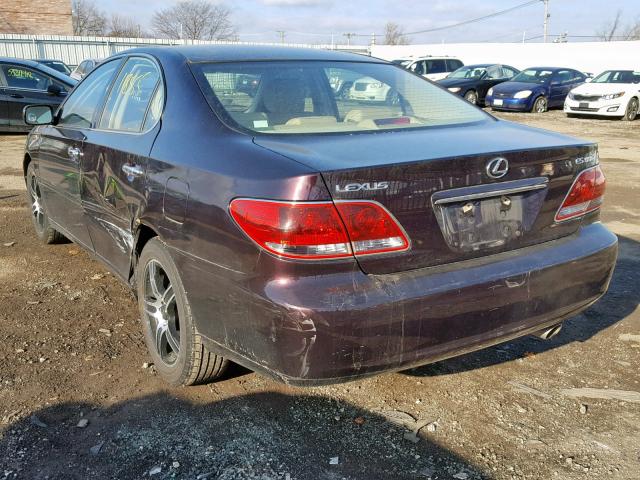 JTHBA30G855073307 - 2005 LEXUS ES 330 PURPLE photo 3