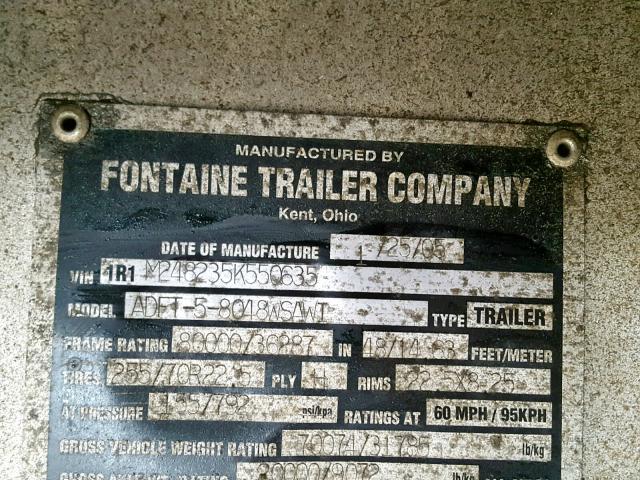 1R1M248235K550635 - 2005 FONTAINE FLATBED TR SILVER photo 10