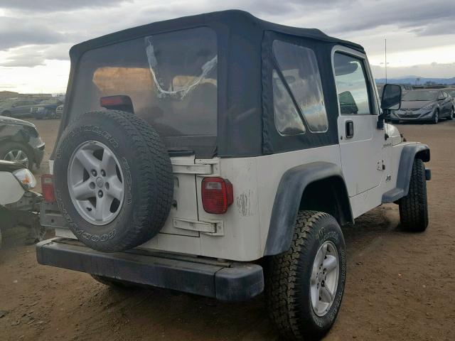 1J4FA29P21P328946 - 2001 JEEP WRANGLER / WHITE photo 4