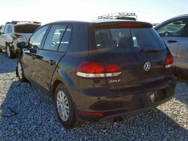 WVWDB7AJ8CW250535 - 2012 VOLKSWAGEN GOLF BLACK photo 3
