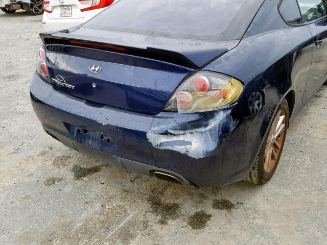 KMHHM66D57U243595 - 2007 HYUNDAI TIBURON GS BLUE photo 9