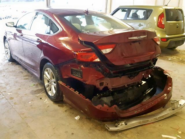 1C3CCCAB2FN700527 - 2015 CHRYSLER 200 LIMITE BURGUNDY photo 3