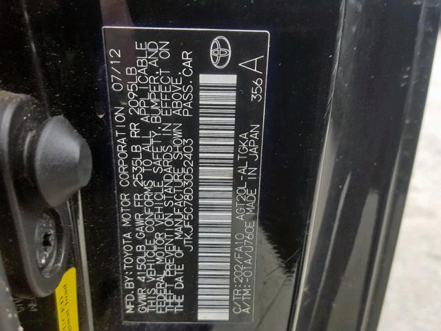 JTKJF5C78D3052403 - 2013 TOYOTA SCION TC Qara foto 10