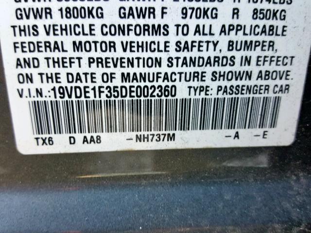 19VDE1F35DE002360 - 2013 ACURA ILX 20 SILVER photo 10