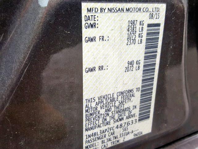 1N4BL3AP2FC487633 - 2015 NISSAN ALTIMA 3.5 BROWN photo 10