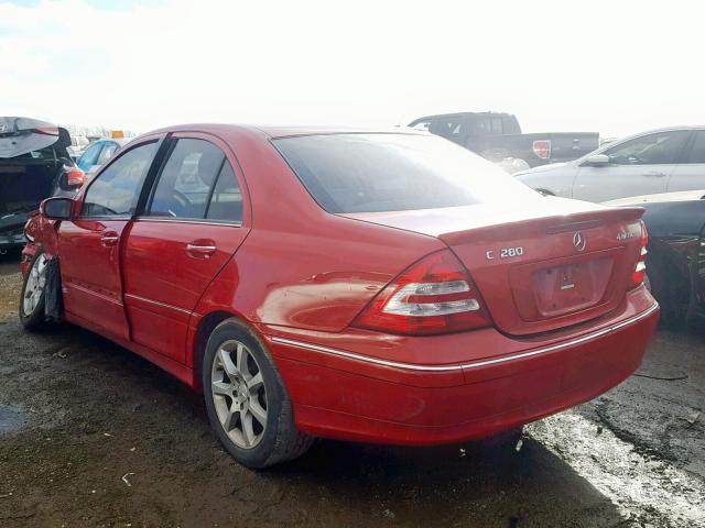 WDBRF92HX7F896746 - 2007 MERCEDES-BENZ C 280 4MAT RED photo 3