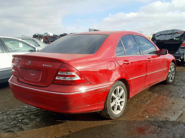 WDBRF92HX7F896746 - 2007 MERCEDES-BENZ C 280 4MAT RED photo 4