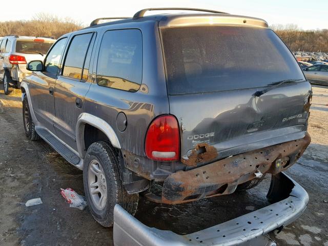 1D4HS58N23F561072 - 2003 DODGE DURANGO SL GRAY photo 3