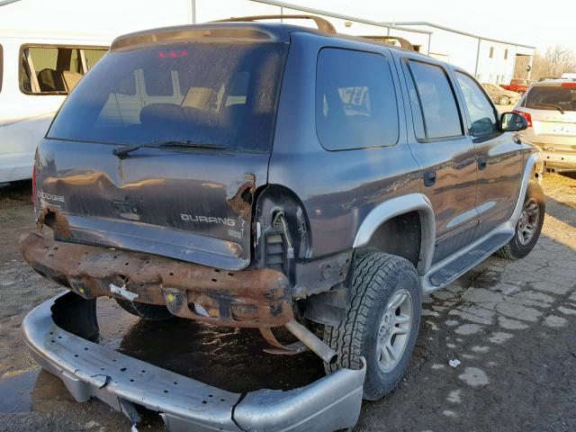 1D4HS58N23F561072 - 2003 DODGE DURANGO SL GRAY photo 4