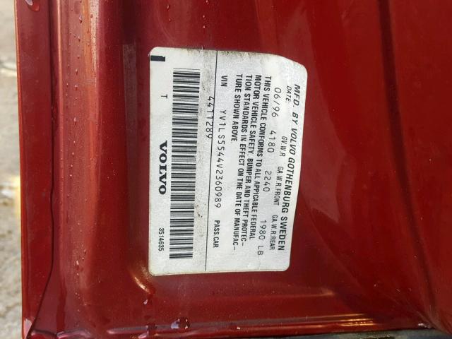 YV1LS5544V2360989 - 1997 VOLVO 850 RED photo 10