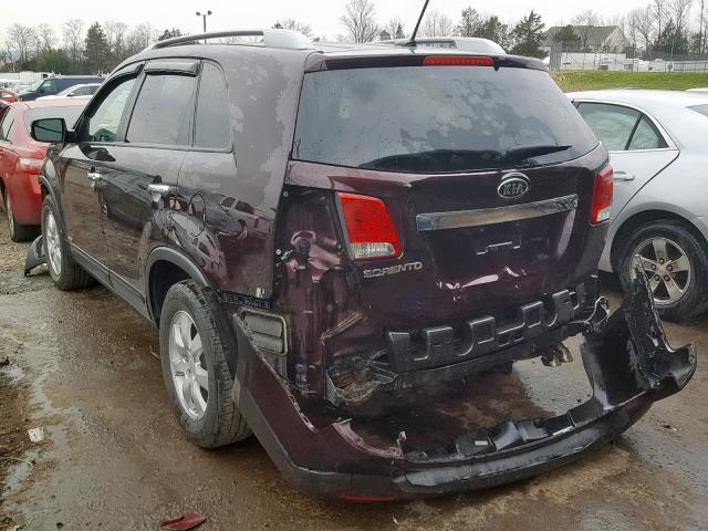 5XYKTCA60CG193494 - 2012 KIA SORENTO BA MAROON photo 3