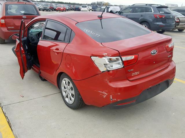 KNADN4A33C6052532 - 2012 KIA RIO EX RED photo 3