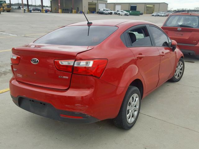 KNADN4A33C6052532 - 2012 KIA RIO EX RED photo 4