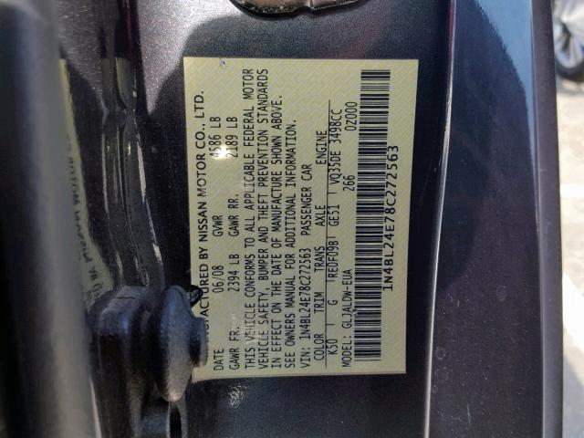 1N4BL24E78C272563 - 2008 NISSAN ALTIMA 3.5 CHARCOAL photo 10