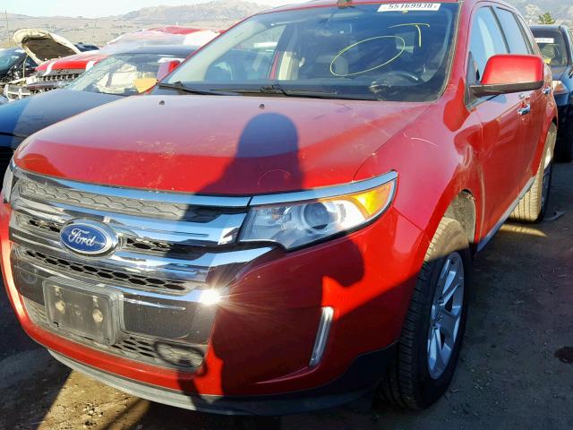 2FMDK3JC0BBA65157 - 2011 FORD EDGE SEL RED photo 2