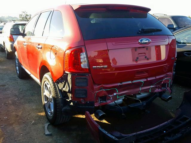 2FMDK3JC0BBA65157 - 2011 FORD EDGE SEL RED photo 3