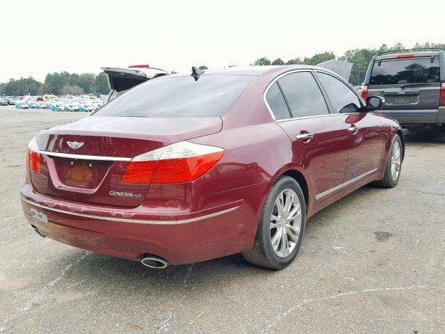 KMHGC4DF0AU086346 - 2010 HYUNDAI GENESIS 4. MAROON photo 4