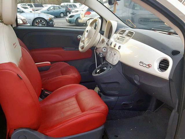 3C3CFFER2CT297855 - 2012 FIAT 500 LOUNGE WHITE photo 5