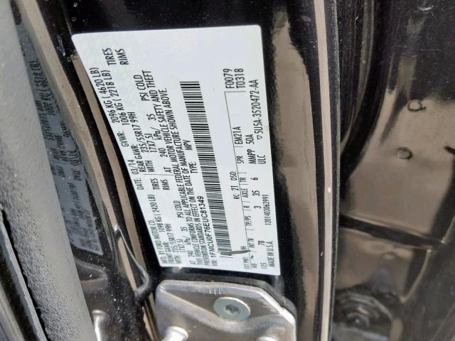 1FMCU0F76EUC81349 - 2014 FORD ESCAPE S BLACK photo 10