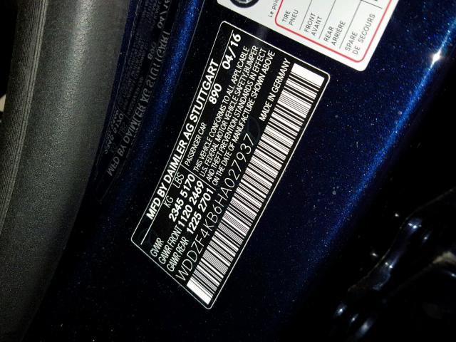 WDDZF4KB6HA027937 - 2017 MERCEDES-BENZ E 300 4MAT BLUE photo 10