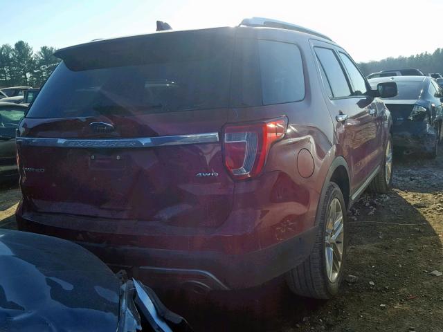 1FM5K8F8XHGA73919 - 2017 FORD EXPLORER L RED photo 4