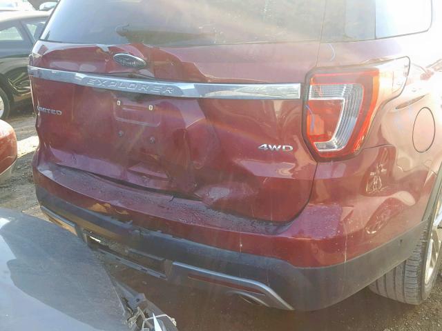 1FM5K8F8XHGA73919 - 2017 FORD EXPLORER L RED photo 9