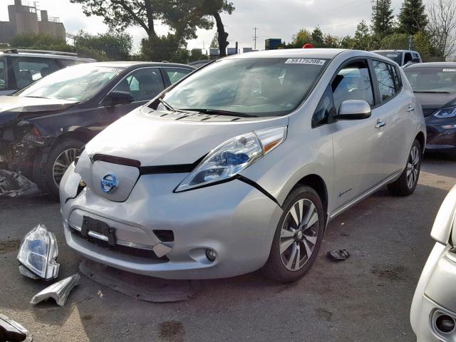 1N4AZ0CPXFC316277 - 2015 NISSAN LEAF S SILVER photo 2